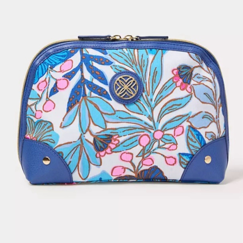 Lilly Pulitzer Breezy Aqua Best Fronds Forever Pouch NWT
